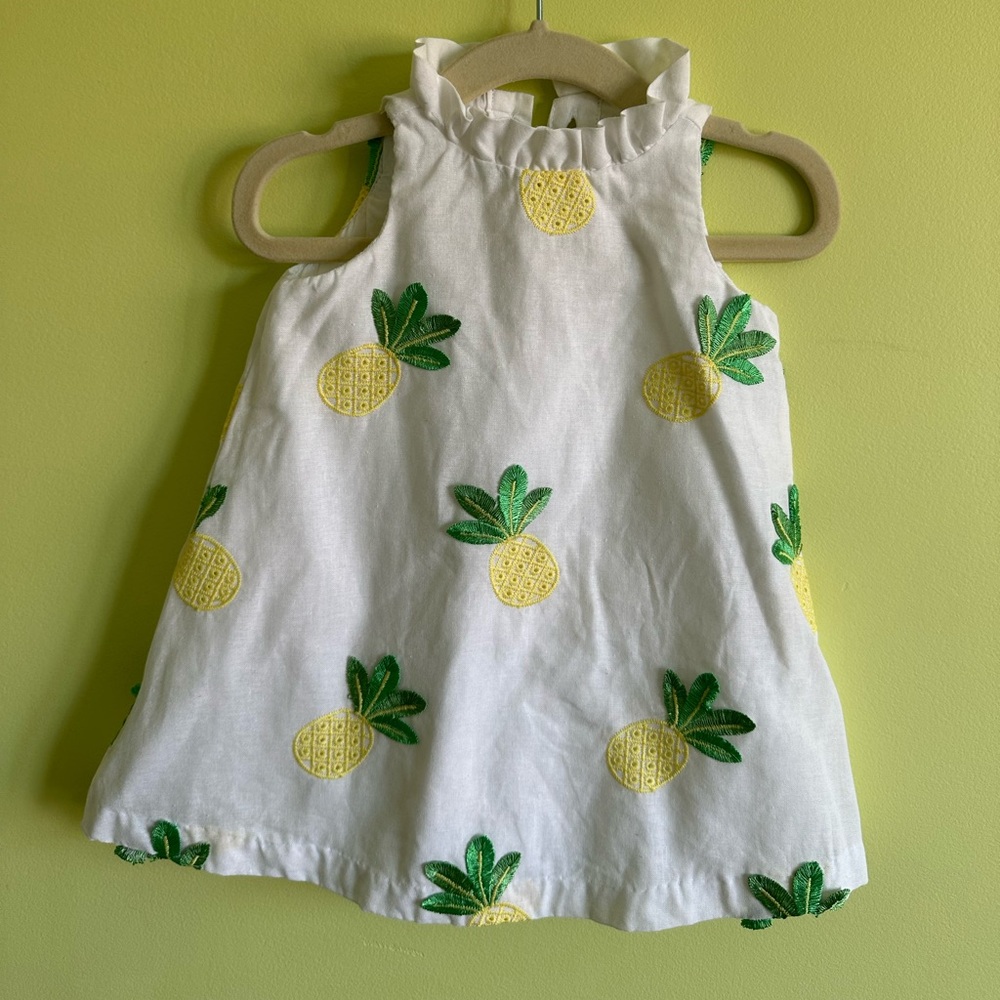 Janie and Jack White Dress with Pineapple Design